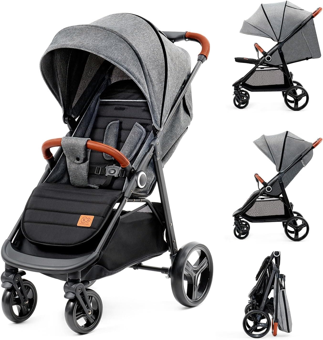 Kinderkraft GRANDE PLUS - Silla de Paseo Plegado con una Sola Mano y Ruedas Amortiguadas - Foto 1