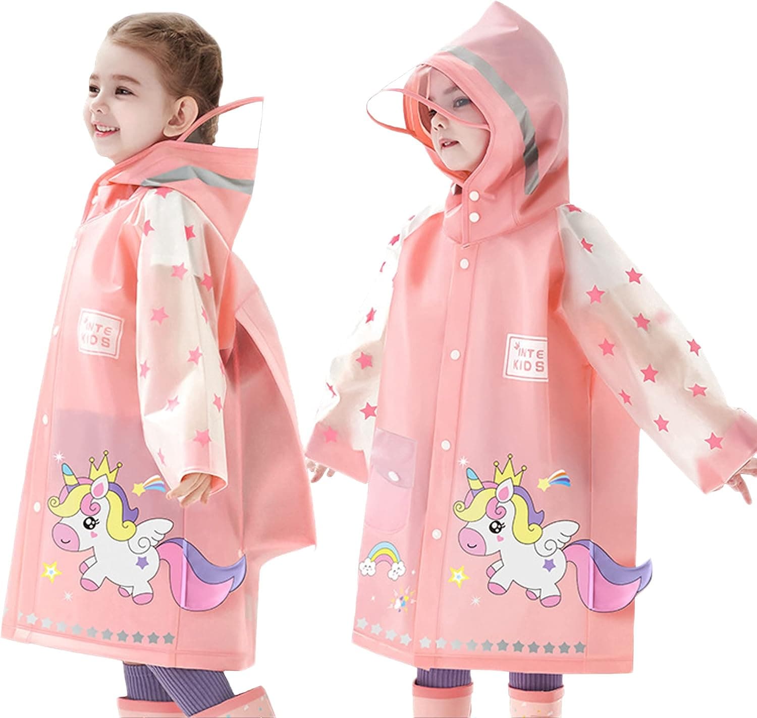 Chubasquero Infantil Impermeable con Capucha de Animales 3D y Bandas Reflectantes - Foto 1