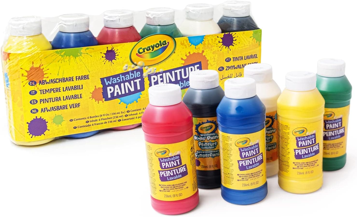 Crayola - Set de Pintura de Dedos Ultra Lavable con 4 Botes de Colores y Papel Especial - Foto 1