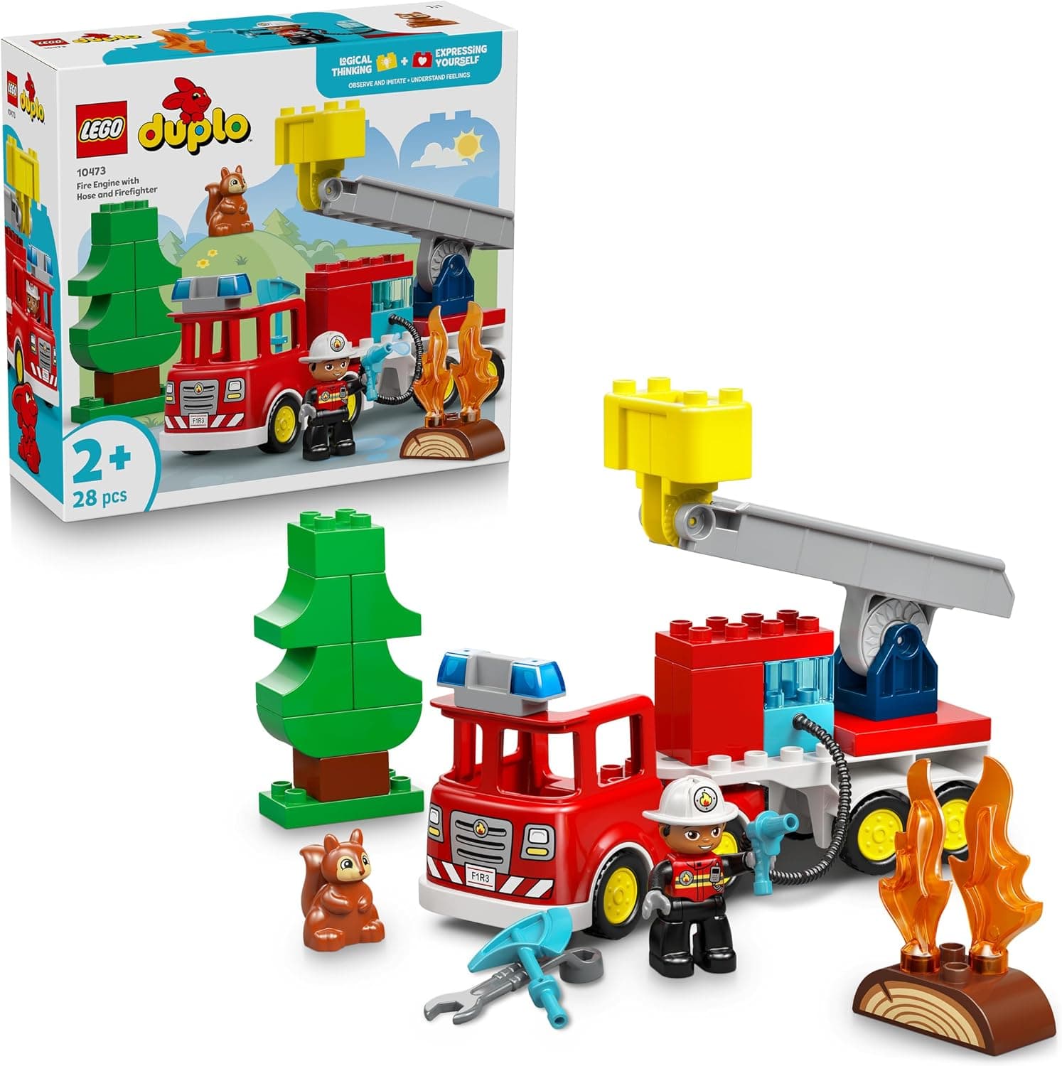 LEGO DUPLO Camión de Bomberos con Luz y Sonido de Sirena Realista y Gato Rescatable - Foto 1