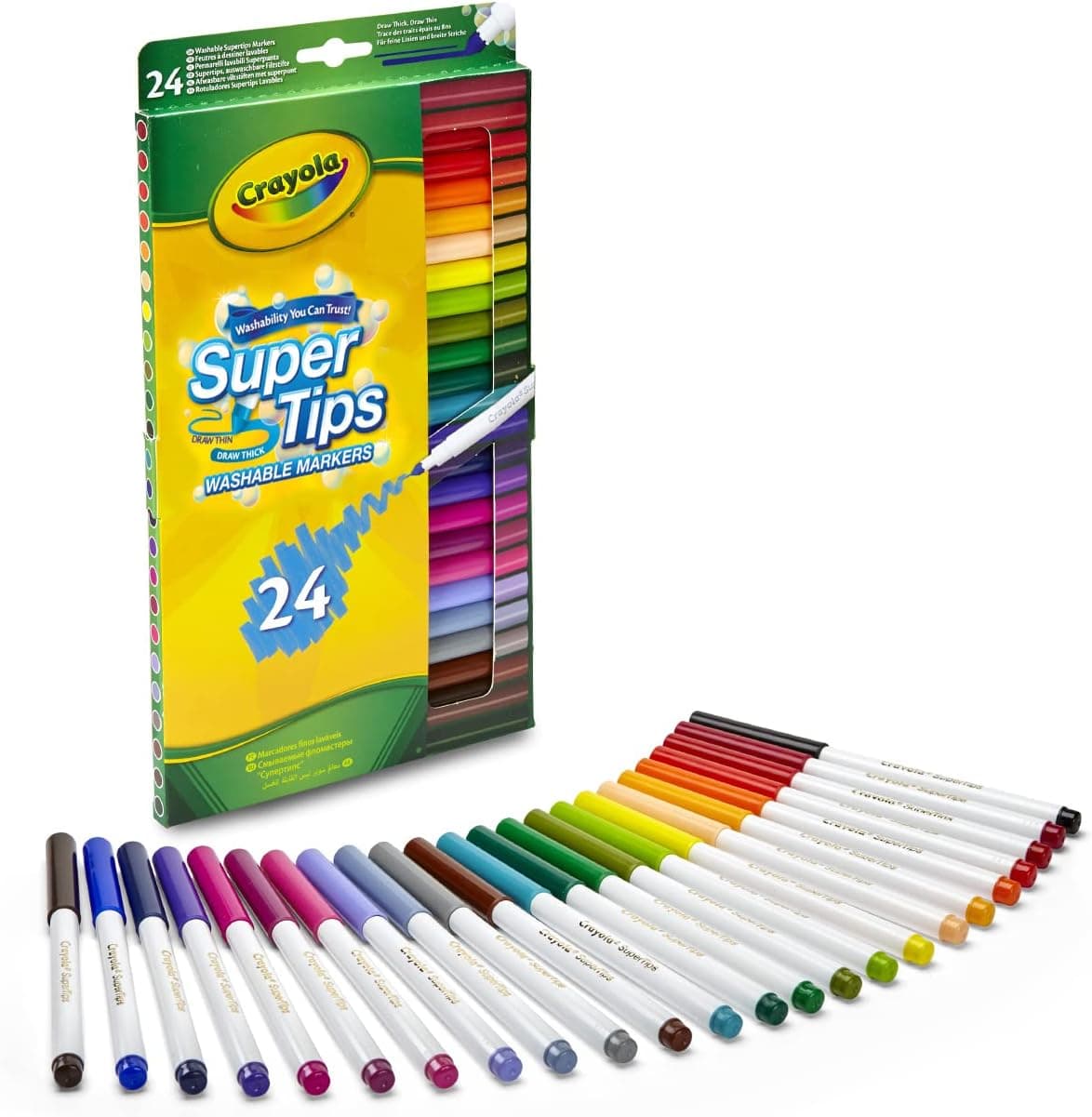 Crayola - Caja de 24 Rotuladores Supertips Lavables de Punta Cónica para Trazo Fino y Grueso - Foto 1
