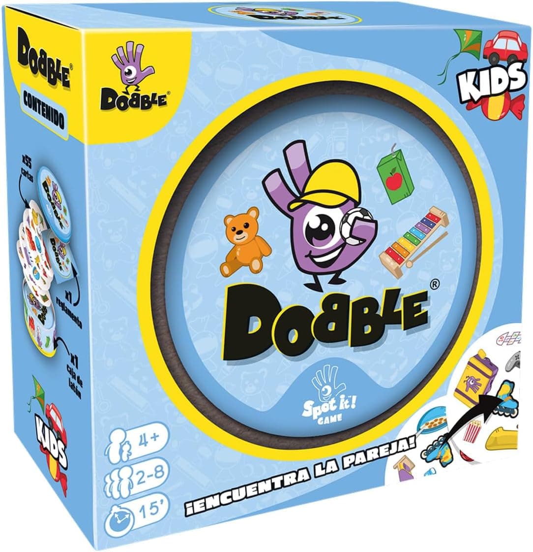 Asmodee - Dobble Kids: El Juego de Rapidez Visual y Reflejos en Lata Metálica