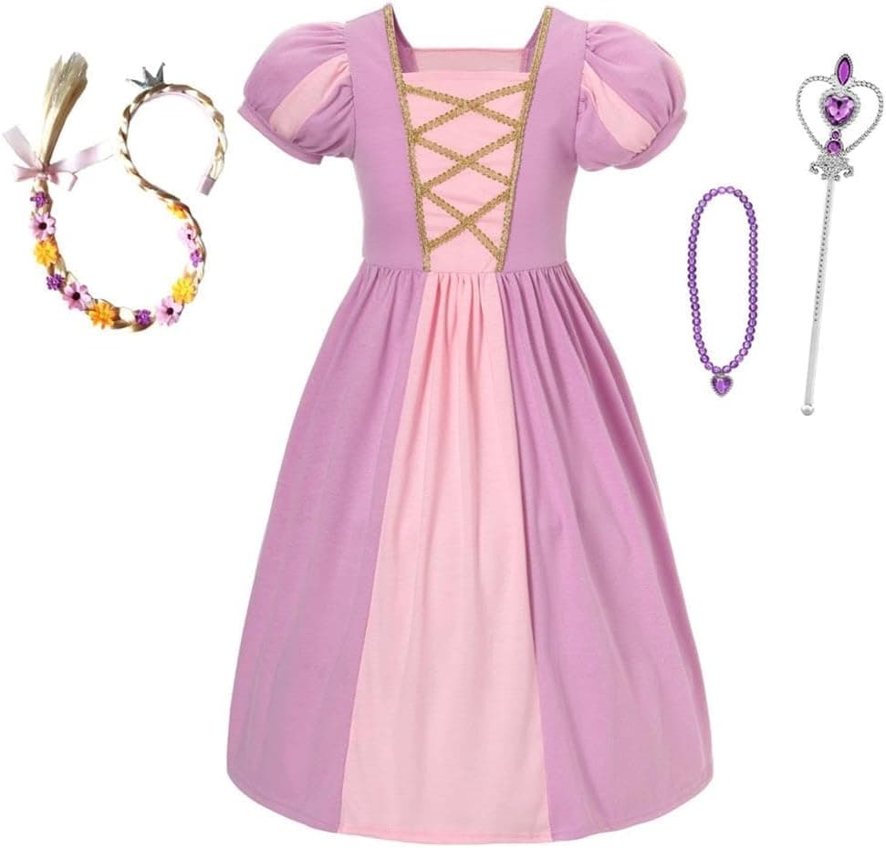 Disfraz Vestido de Princesa de Cuento con Tul Brillante, Tiara con Pedrería y Varita Mágica - Foto 1