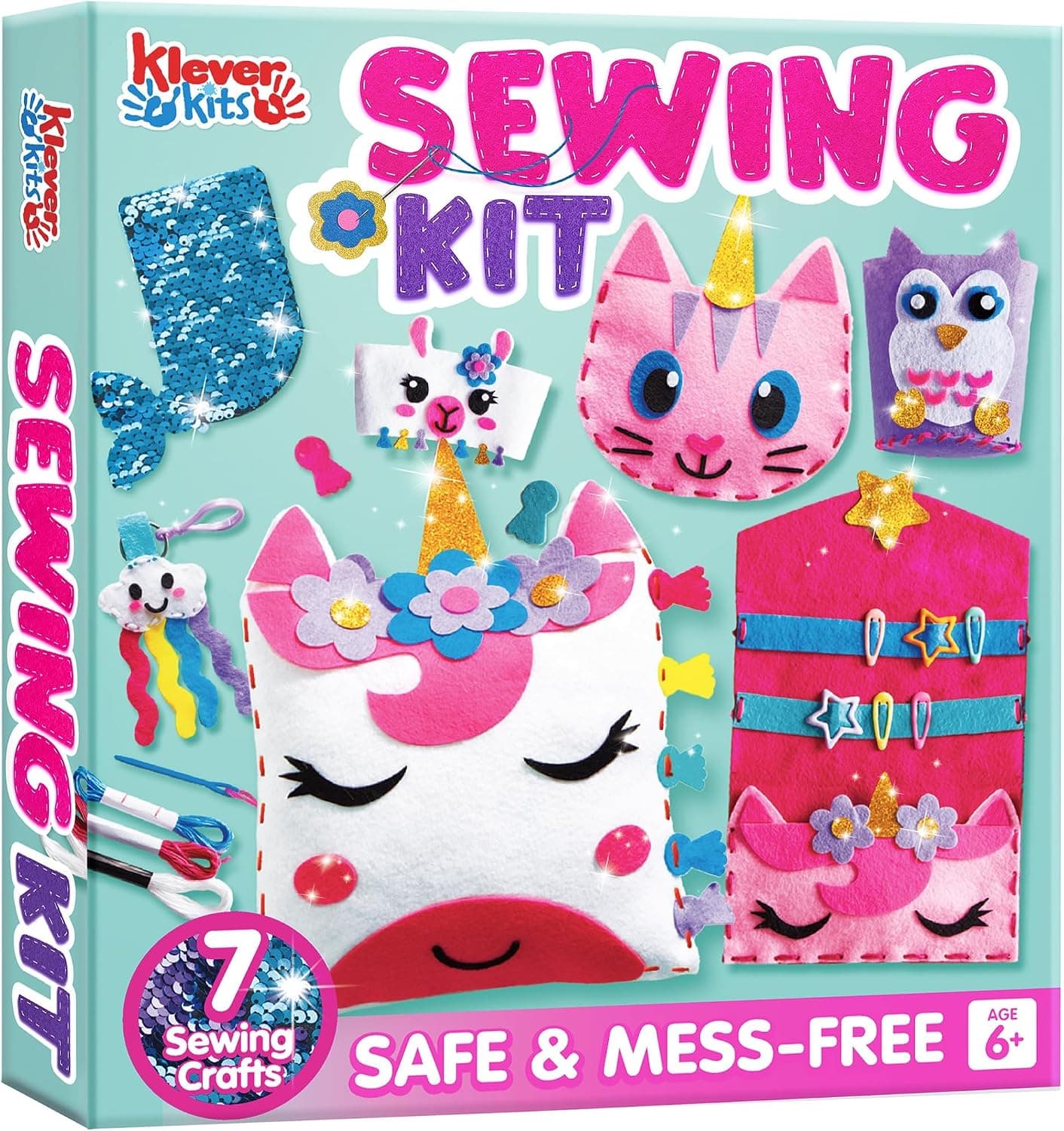 Kit de Primeros Pasos en Costura Infantil para Crear 6 Peluches de Fieltro con Agujas Seguras - Foto 1