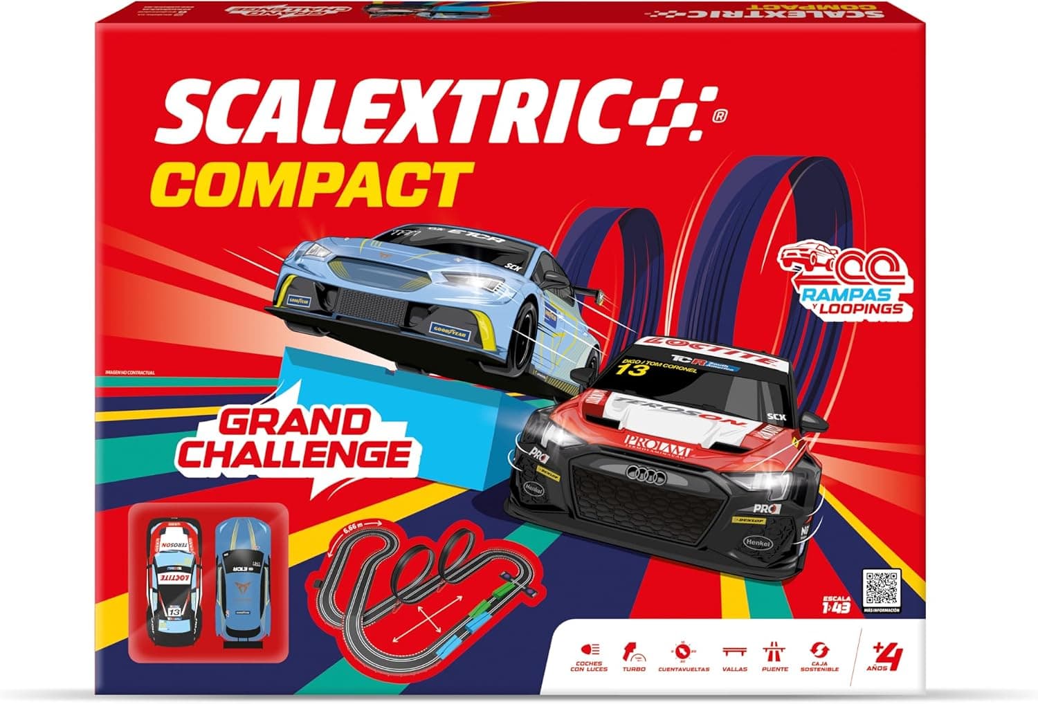 Scalextric Compact - Circuito de Carreras Fórmula 1 con Doble Looping 3D y Cuentavueltas - Foto 1