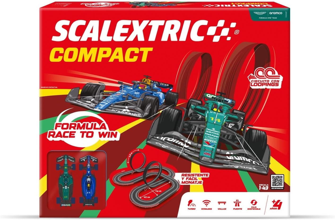Scalextric Compact - Pista Rally Champions con Chicanes y Cruces de Carril Escala 1:43 - Foto 1